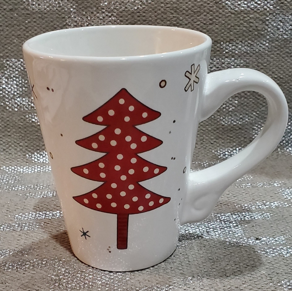 California Pantry Red Christmas tree and stars mug. 10 oz.